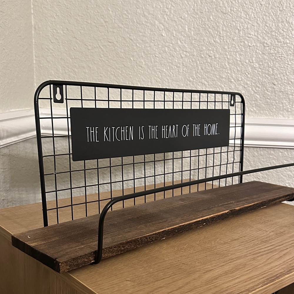 Rae Dunn Black Wire and wood Kitchen Wall Shelf - Picture 2 of 5